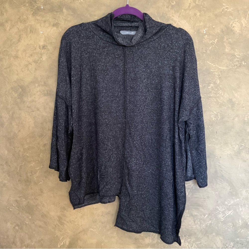 Coin 1804 Draped Asymmetrical Bell Sleeve Lightweight Sweater